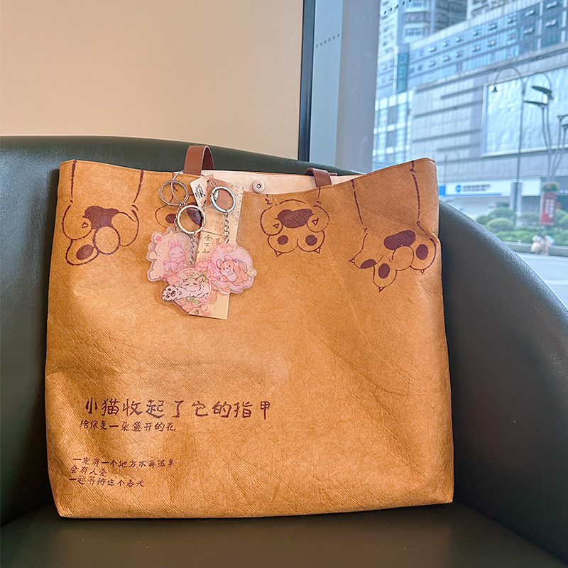 小陽幫幫｜原創手繪毛孩子貓爪杜邦紙托特包