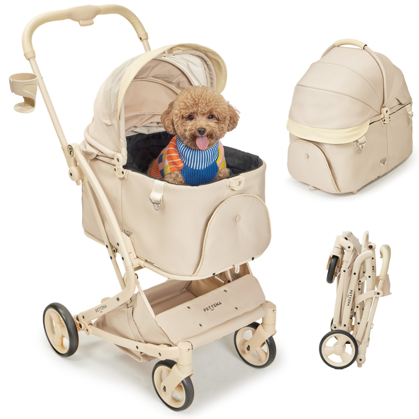 【2026SS신상】MILOU Small Size 강아지 유모차 원터치 폴딩 분리형 밀루 스몰 사이즈