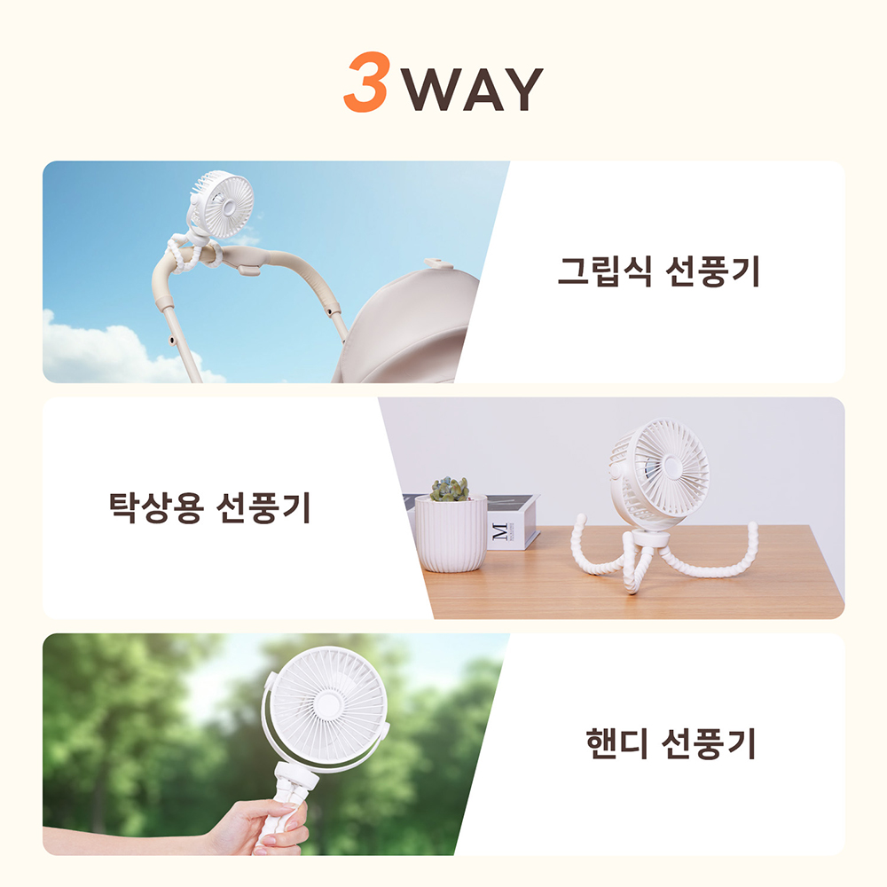 PETTENA 3Way 자동 회전 펫 유모차 선풍기 (다용도 클립형)
