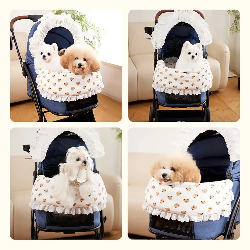 반려견용 레이스 곰돌이 쿠션 세트 (레이스 포함)