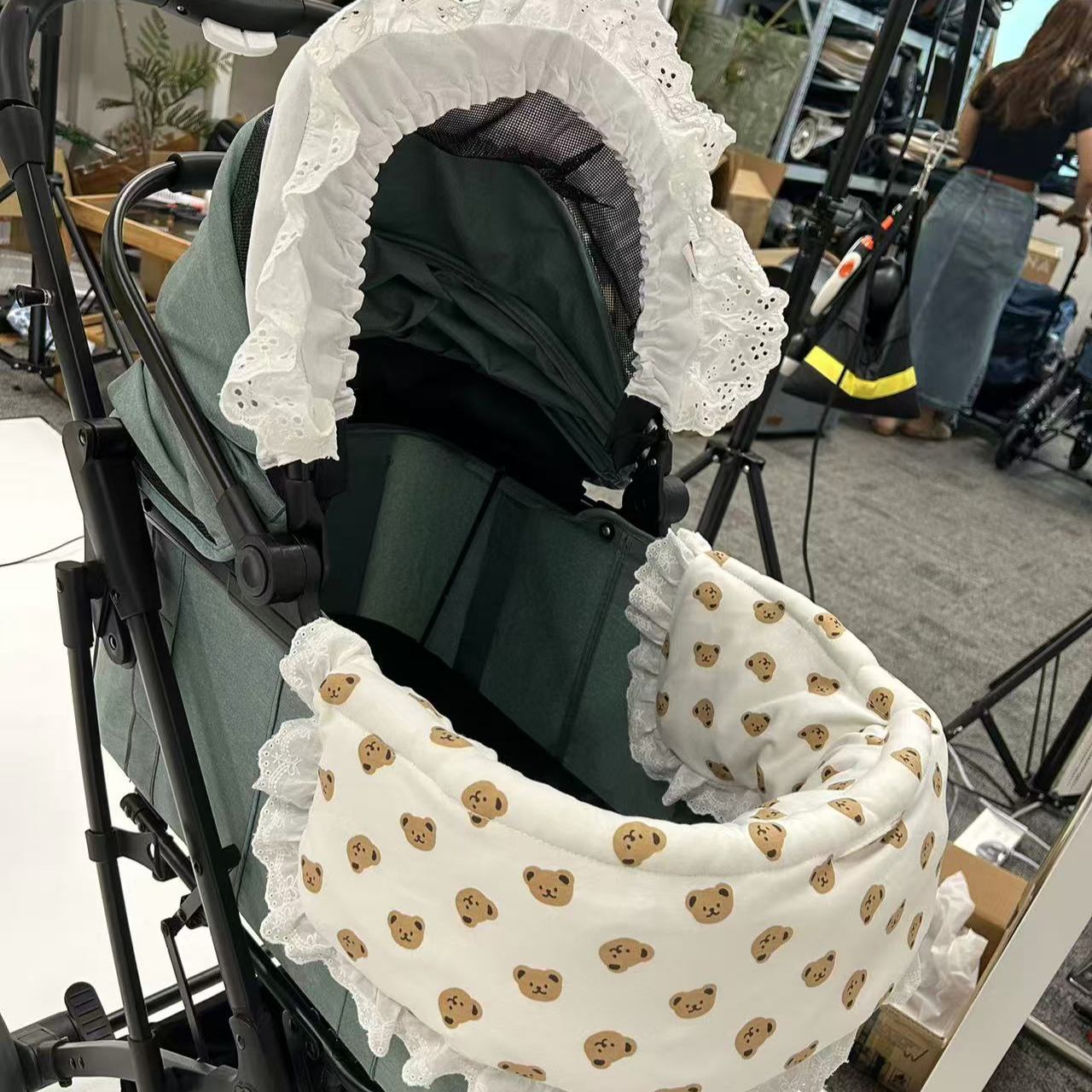 반려견용 레이스 곰돌이 쿠션 세트 (레이스 포함)