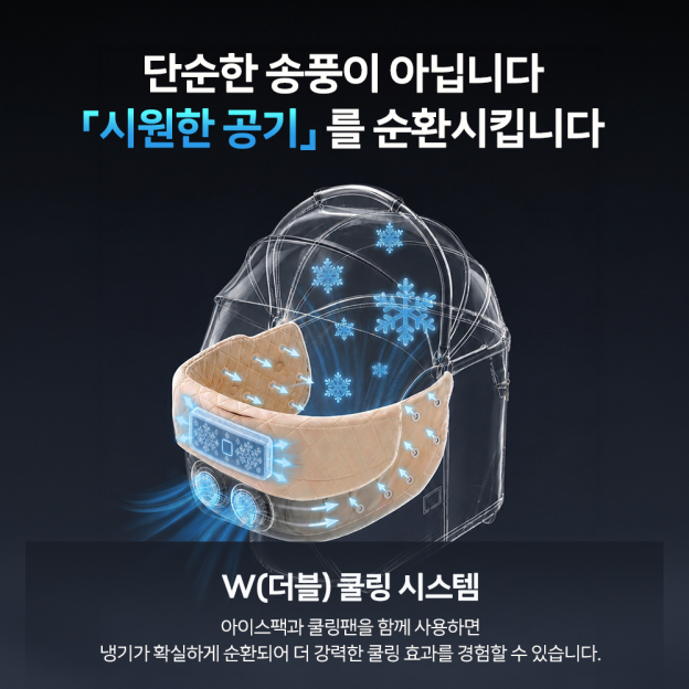 PETTENA 업계 최초 공기 순환 팬 탑재 펫 유모차 쿨링 쿠션 (듀얼 BLDC)