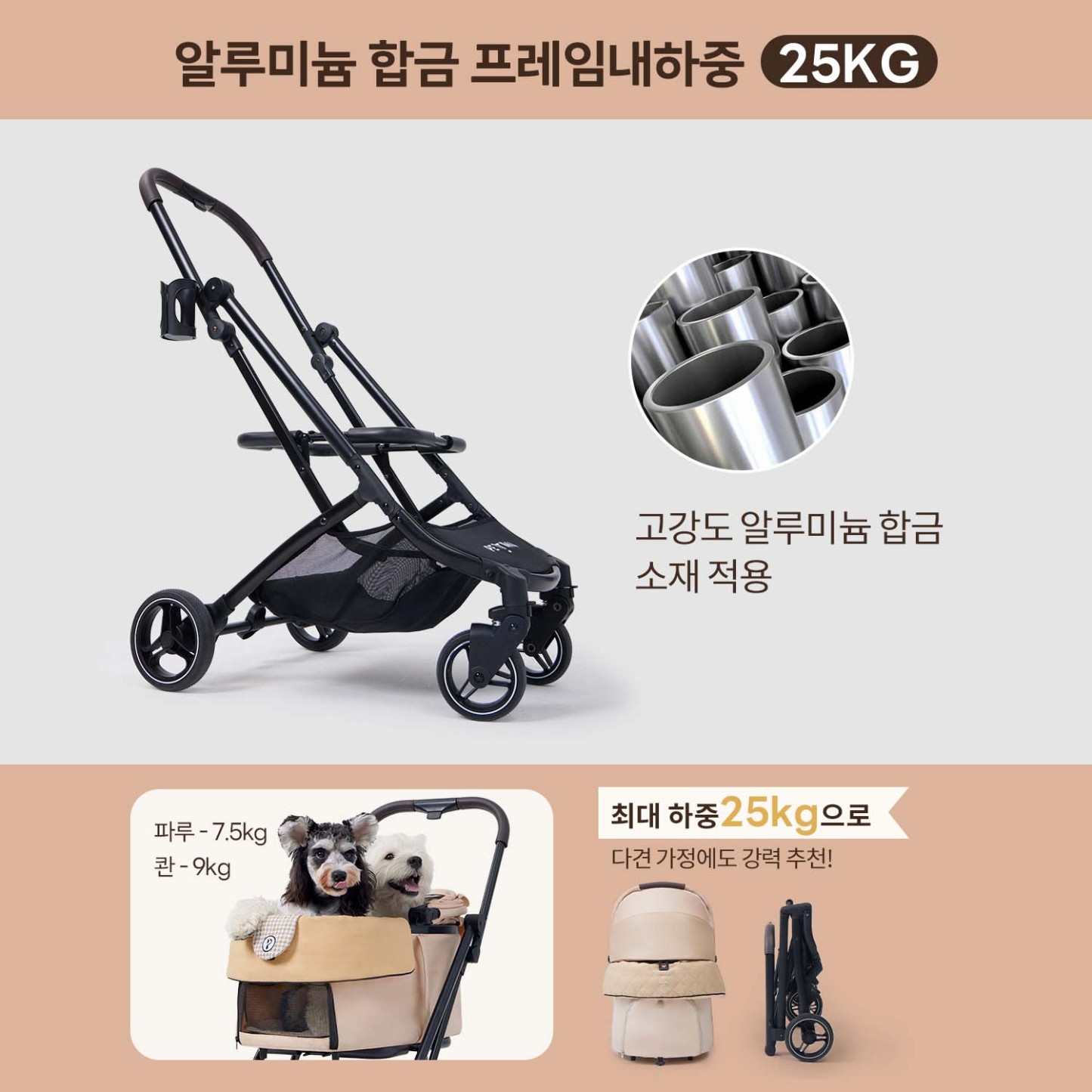 2026 NEW ORION 중대형견 다견가정 분리형 강아지 유모차 업그데이트 오리온