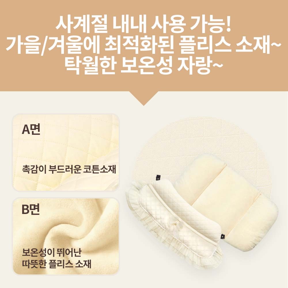 【2026SS신상】PETTENA 강아지 유모차 프린세스 프릴 쿠션 양면 방수 라이너 이너시트 2종 세트