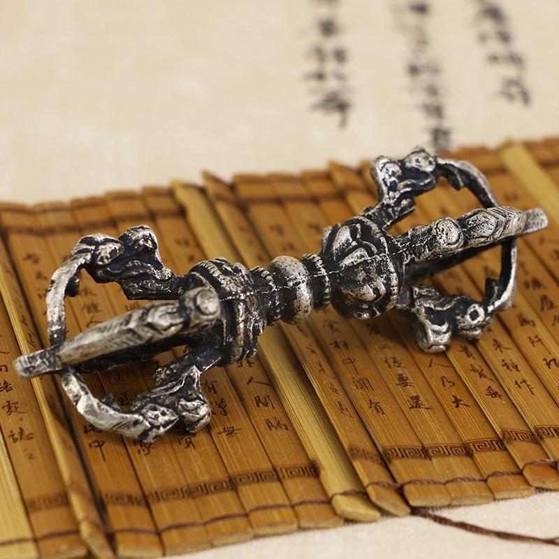 Nepalese Handmade Vajra Bell and Pestle Bronze Ornament, Healing Buddhist Supplies