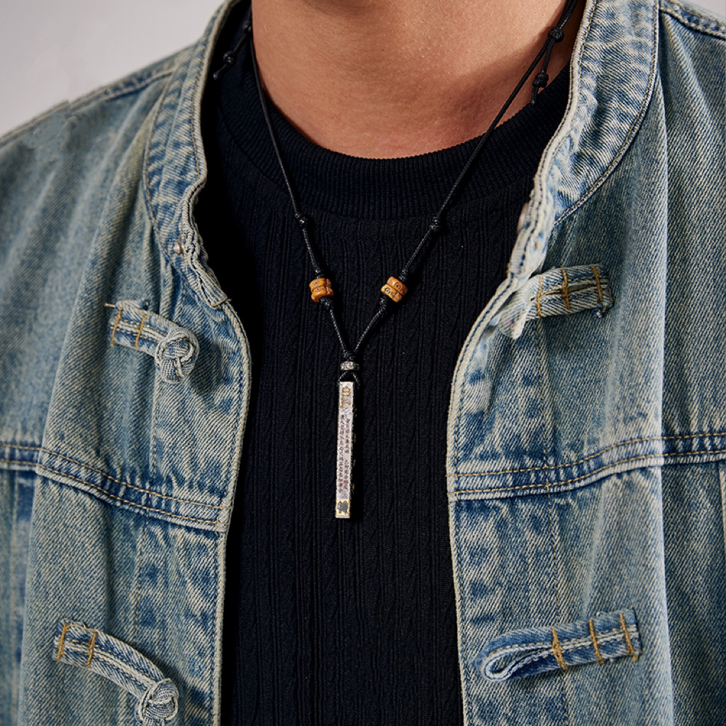 Vintage Chinese Style Handmade Cultural Taoist Tianpeng Ruler Pendant Brass Silver Plated