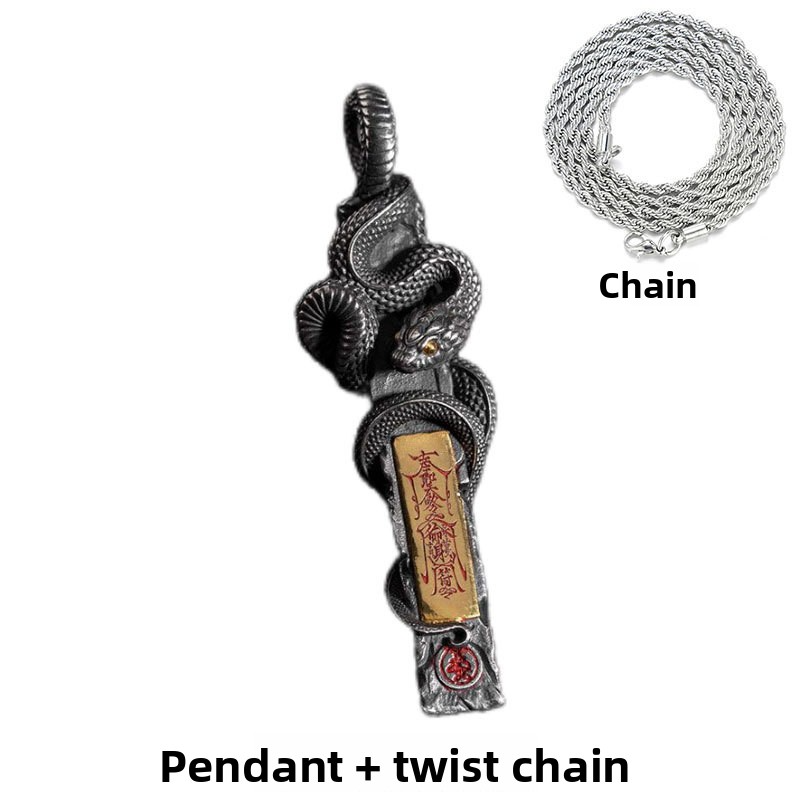 Spiritual Snake Protection Pendant Taoist Style Traditional Culture Golden Light Blessing Keychain Bag Pendant