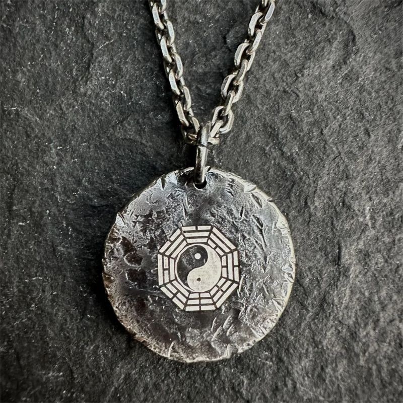 Taoist Youth Tai Chi Pendant Necklace Bagua Traditional Culture Handcrafted Engraving