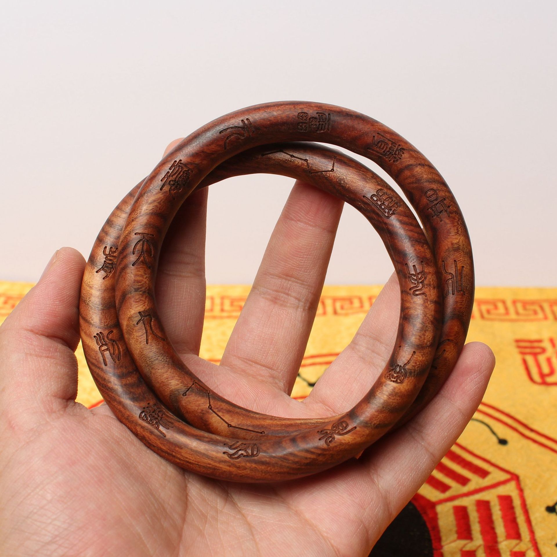 Lightning Strike Jujube Wood Universe Circle Yin Yang Ring Vajra Ring Men Women Bracelet Taoist Talisman