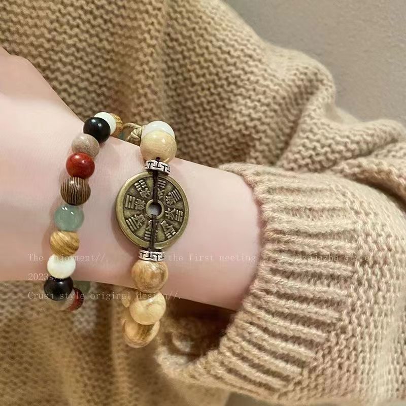 New Chinese Style Milky Fragrance Wood Mountain Ghost Flower Wooden Beaded Woven Bracelet