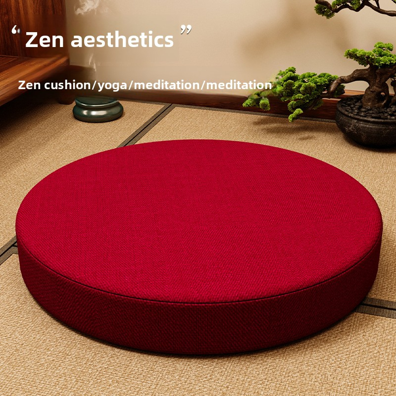 Round embroidered meditation cushion for home use, suitable for worship