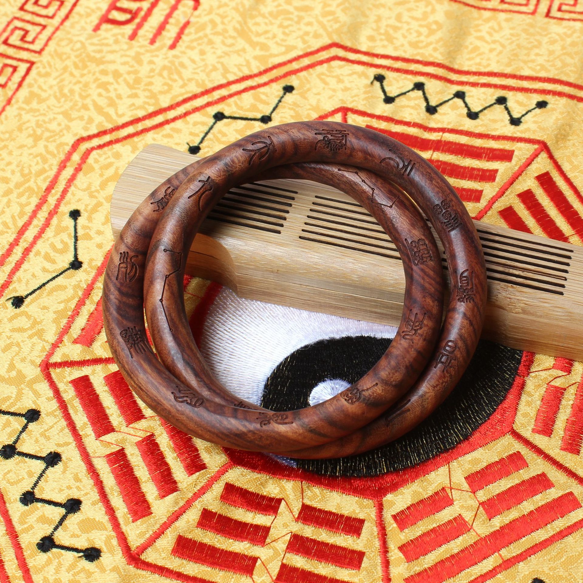 Lightning Strike Jujube Wood Universe Circle Yin Yang Ring Vajra Ring Men Women Bracelet Taoist Talisman