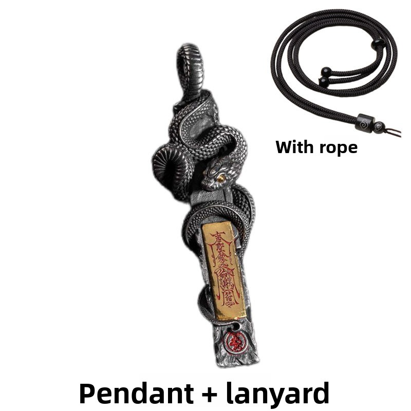 Spiritual Snake Protection Pendant Taoist Style Traditional Culture Golden Light Blessing Keychain Bag Pendant