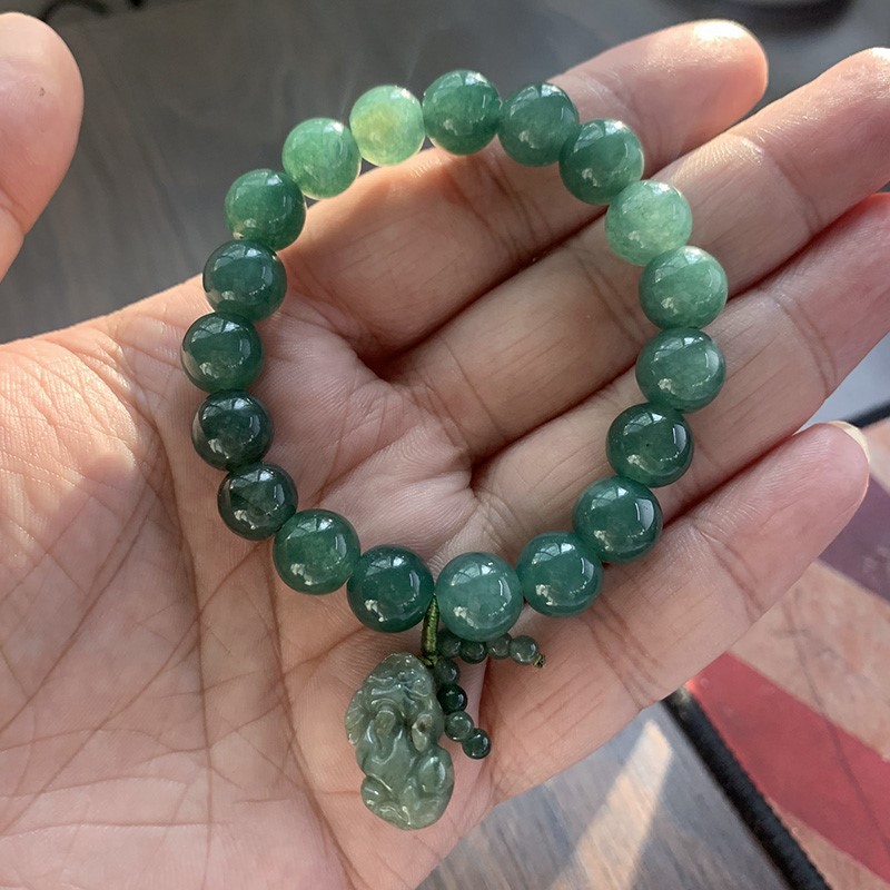 Natural jadeite bracelet jewelry - Oil-green Pixiu bracelet, jade accessories and pendants for both men and women