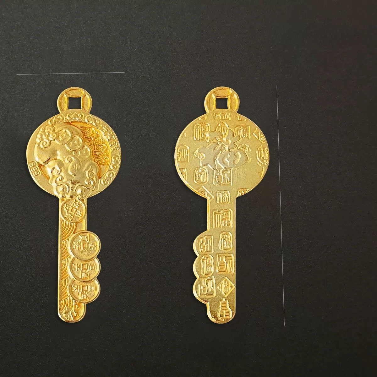 Wealth Opening Treasury Photo Frame, Copper Key Photo Frame Decoration, Money Arriving Home Copper Treasury Key Fortune-Attracting Display Stand