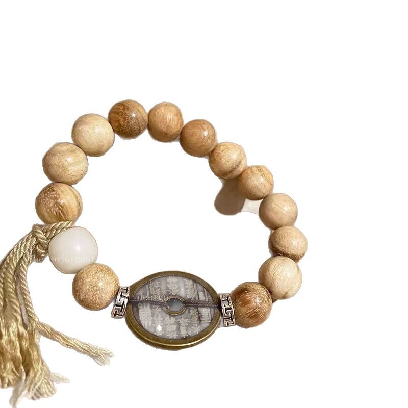 New Chinese Style Milky Fragrance Wood Mountain Ghost Flower Wooden Beaded Woven Bracelet
