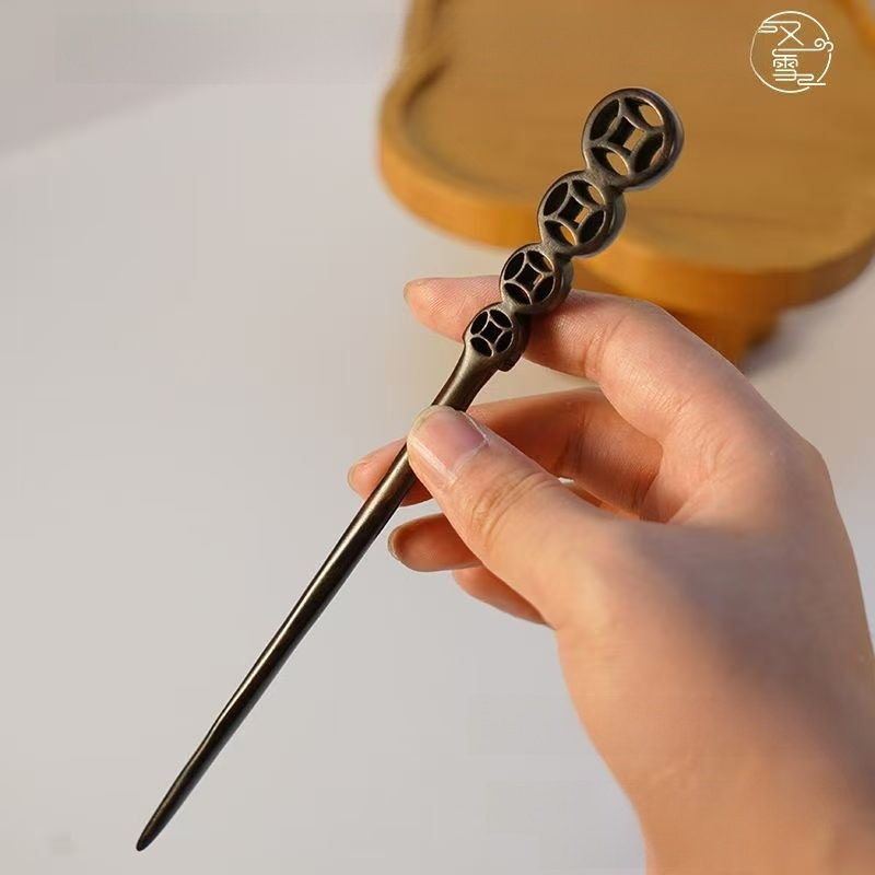 Black Ebony Hairpin Bagua Taoist Hair Styling