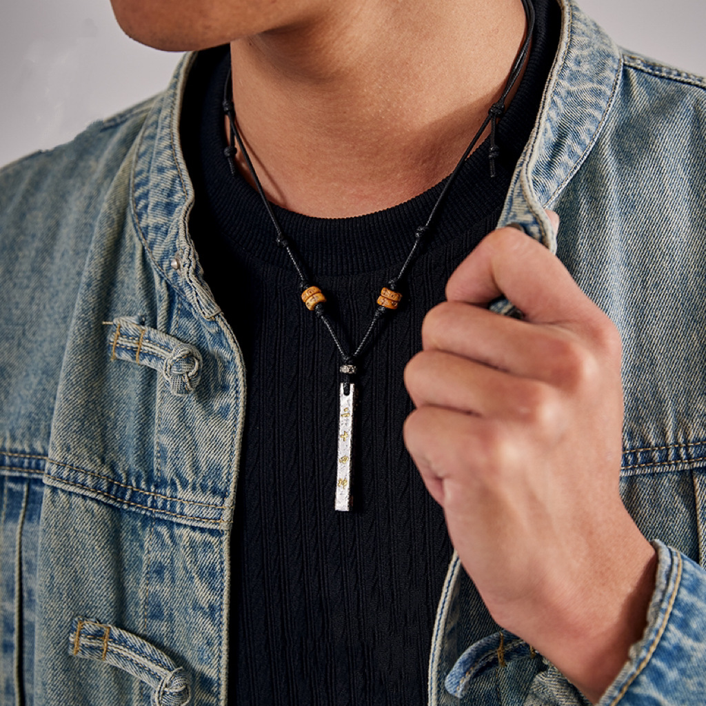 Vintage Chinese Style Handmade Cultural Taoist Tianpeng Ruler Pendant Brass Silver Plated