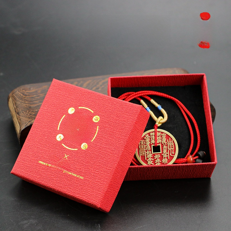 Shunxin Mountain Ghost Money Dragon Soaring Across the Four Seas Enamel Style Brass Cinnabar Copper Coin Antique Coin Pendant