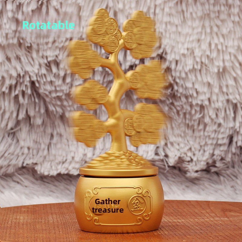 Money Tree Rotating Feng Shui Decoration for Home Office Living Room Desktop Ornament Wealth Lucky Charm