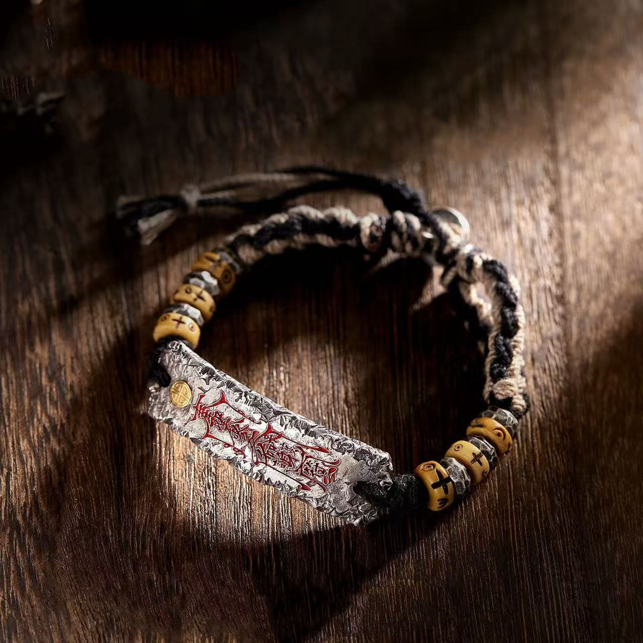 Chinese Style Taoist <Taoist Talisman> Chinese Style Cinnabar Red Bracelet Ancient Fashion Retro High-end Bracelet Personalized Jewelry