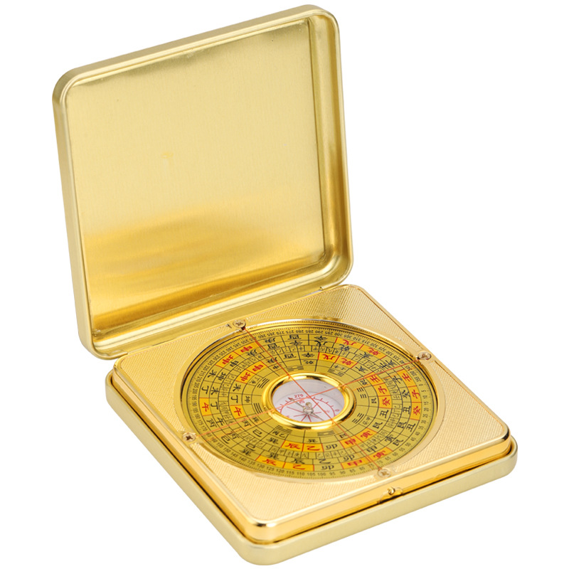 Fengshui Compass Pure Copper Comprehensive Plate Luojing Instrument Alloy Boxed Flip Cover Compass Fengshui Supplies