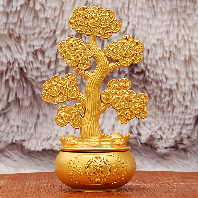 Money Tree Rotating Feng Shui Decoration for Home Office Living Room Desktop Ornament Wealth Lucky Charm