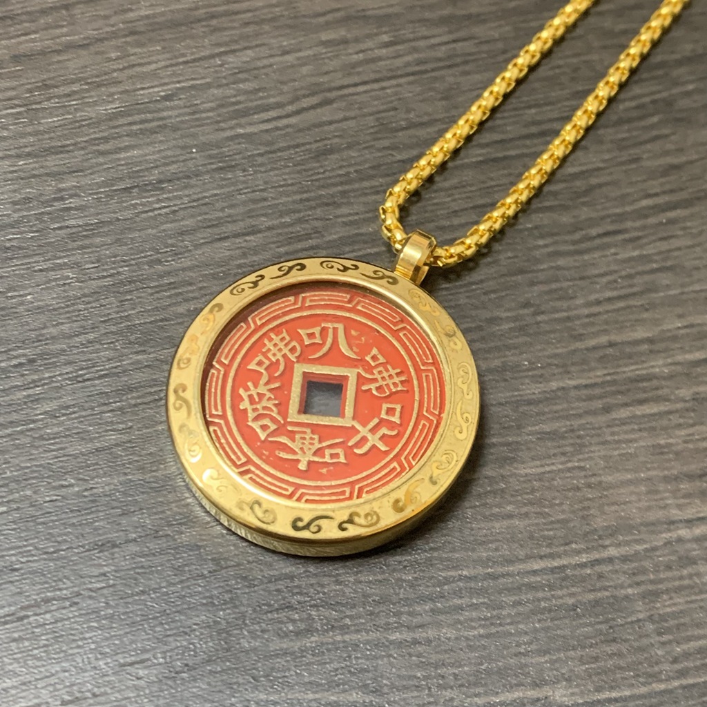 Brass Mountain Ghost Money Pendant Mountain Ghost Thunder God Bagua Cinnabar Copper Coin Old Antique Bronze Coin