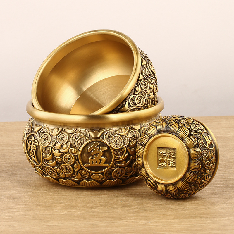 Solid copper cornucopia ornament, ingot cornucopia copper decoration for worship