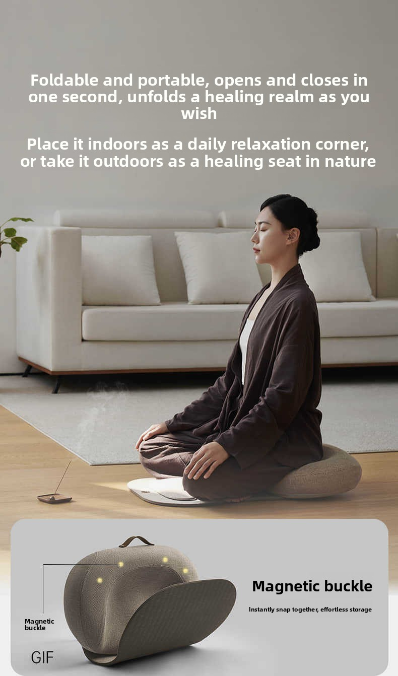 Meditation cushion, pebble-shaped, foldable meditation mat, specially designed for Zen meditation, a portable for meditation and yoga