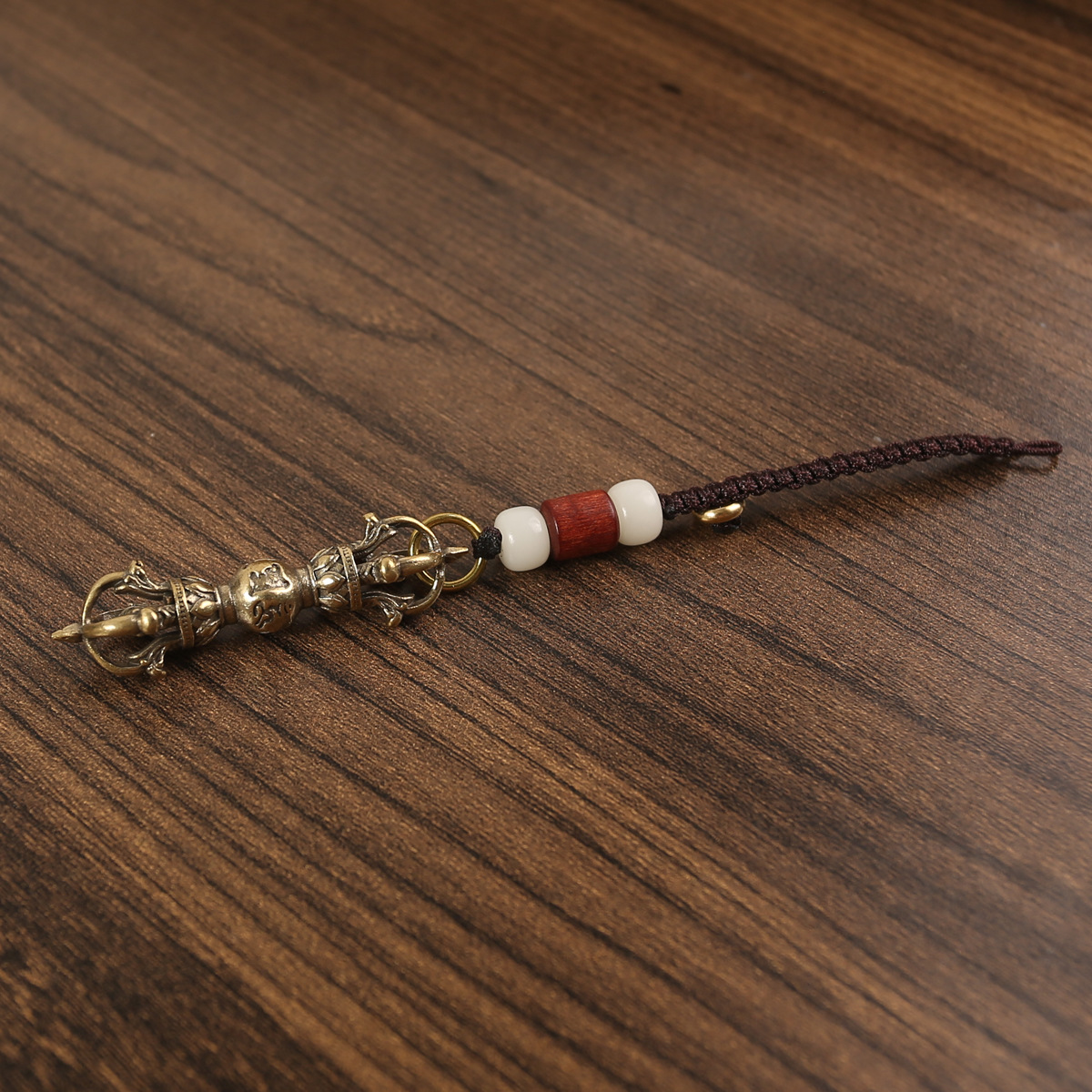 Six-character Mantra Vajra Pestle Tibetan Buddhist Ritual Implement Pendant Modern Casting Craft Brass Six-character Vajra Pestle Pendant