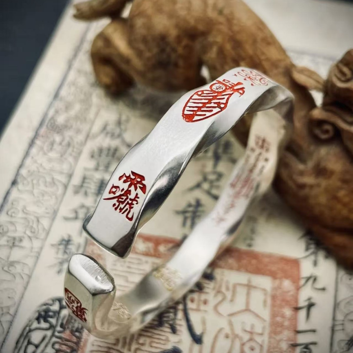 Dao Series Men's Meditation Mantra Five Directions Wealth God Bracelet Golden Light Seal New Chinese Retro National Style Bracelet