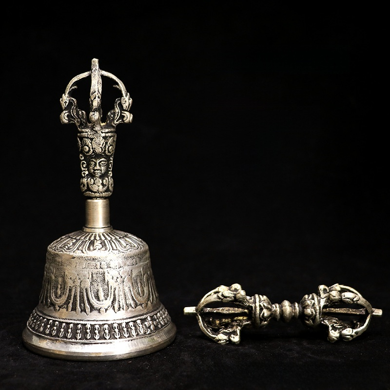 Nepalese Handmade Vajra Bell and Pestle Bronze Ornament, Healing Buddhist Supplies