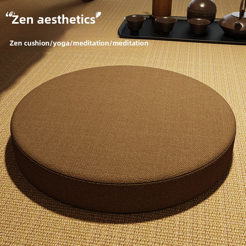 Round embroidered meditation cushion for home use, suitable for worship