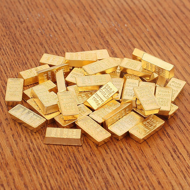 Solid simulated mini alloy shiny small ingot ornaments of placer gold small ingots