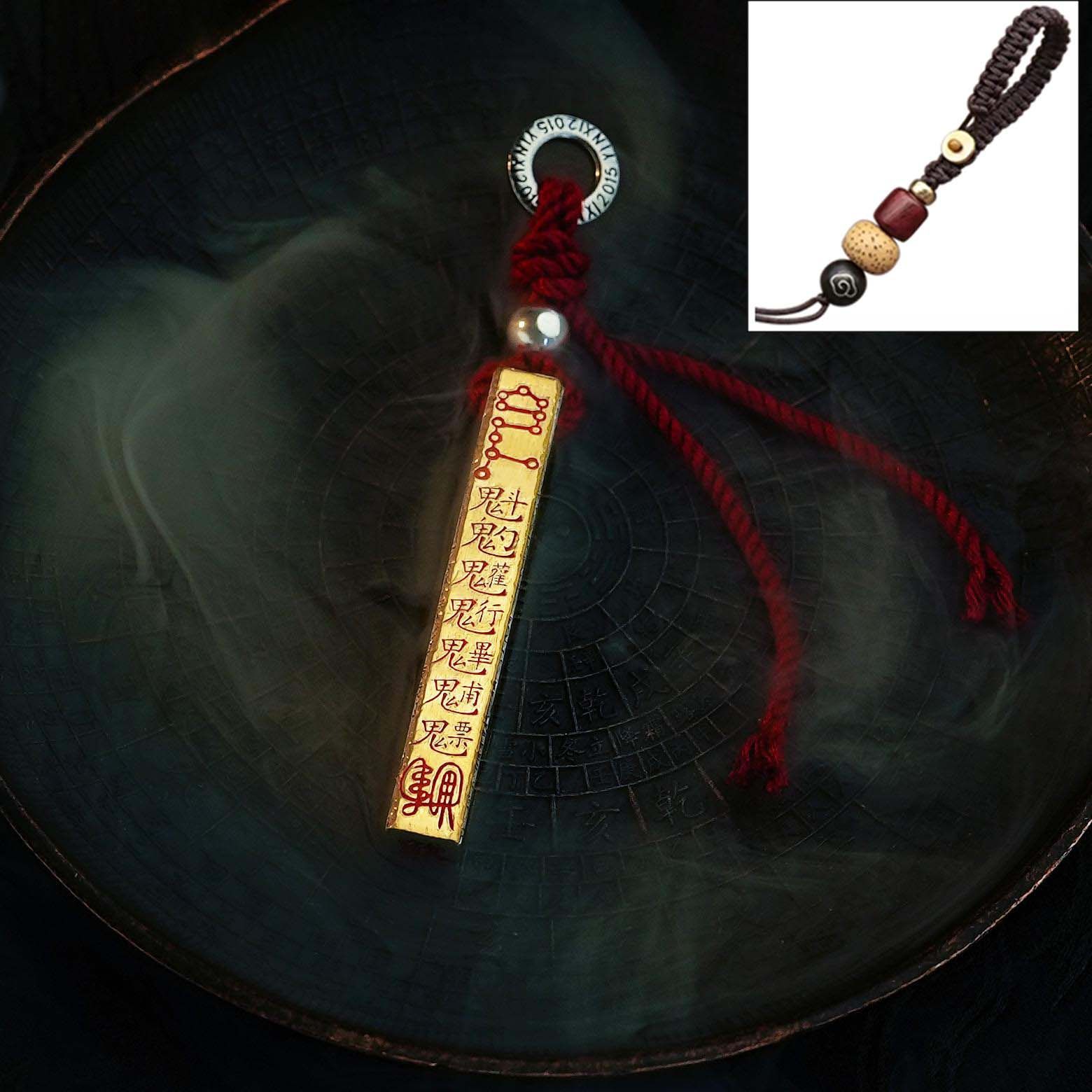 Vintage Taoist Hand-Carved Celestial Ruler Gold Engraving Plain Pendant Copper Silver Plated Personalized Hanging Ornament Domineering Necklace