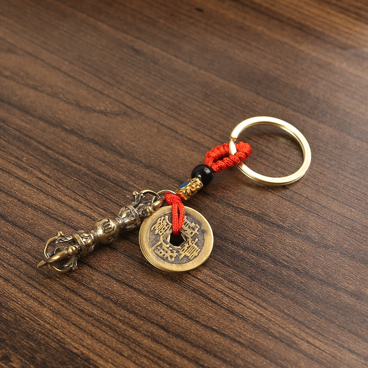 Six-character Mantra Vajra Pestle Tibetan Buddhist Ritual Implement Pendant Modern Casting Craft Brass Six-character Vajra Pestle Pendant