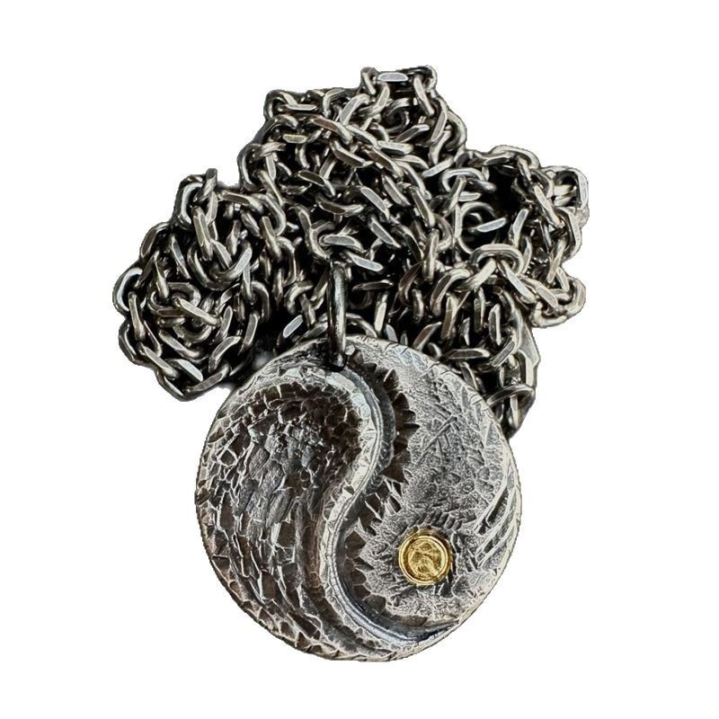 Taoist Youth Tai Chi Pendant Necklace Bagua Traditional Culture Handcrafted Engraving