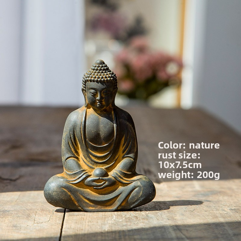 Chinese Zen-style Tathagata Buddha statue home decoration, retro and aged handicraft ornament