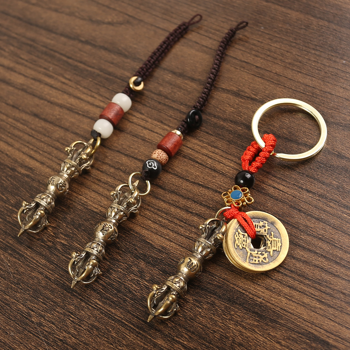 Six-character Mantra Vajra Pestle Tibetan Buddhist Ritual Implement Pendant Modern Casting Craft Brass Six-character Vajra Pestle Pendant