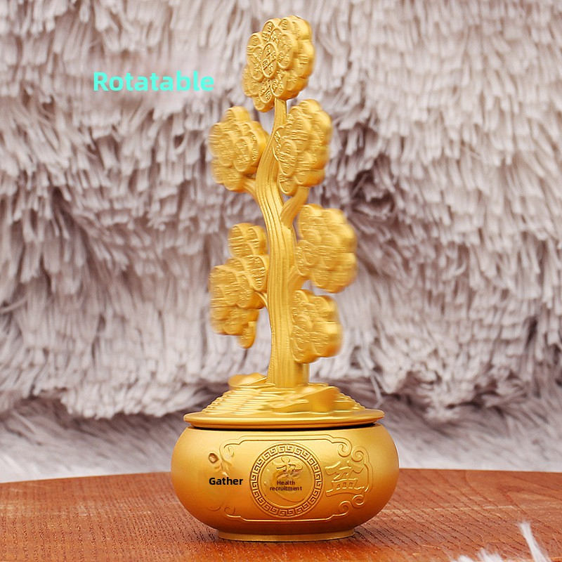 Money Tree Rotating Feng Shui Decoration for Home Office Living Room Desktop Ornament Wealth Lucky Charm
