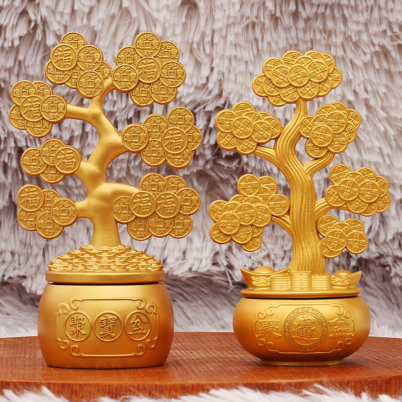 Money Tree Rotating Feng Shui Decoration for Home Office Living Room Desktop Ornament Wealth Lucky Charm