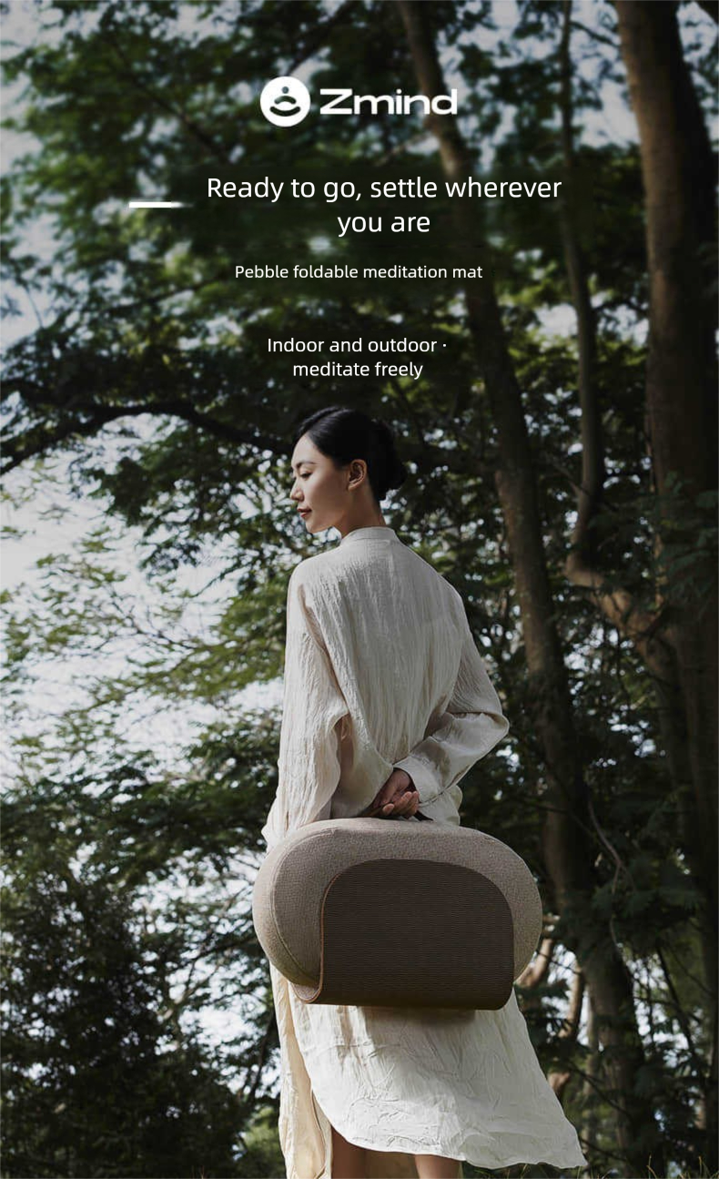 Meditation cushion, pebble-shaped, foldable meditation mat, specially designed for Zen meditation, a portable for meditation and yoga