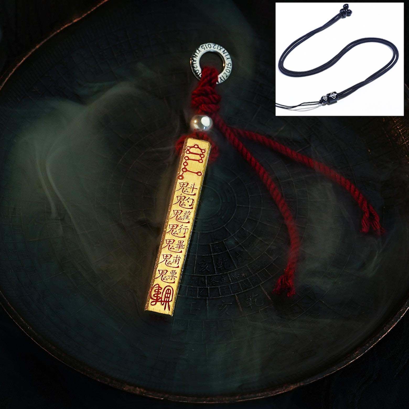 Vintage Taoist Hand-Carved Celestial Ruler Gold Engraving Plain Pendant Copper Silver Plated Personalized Hanging Ornament Domineering Necklace