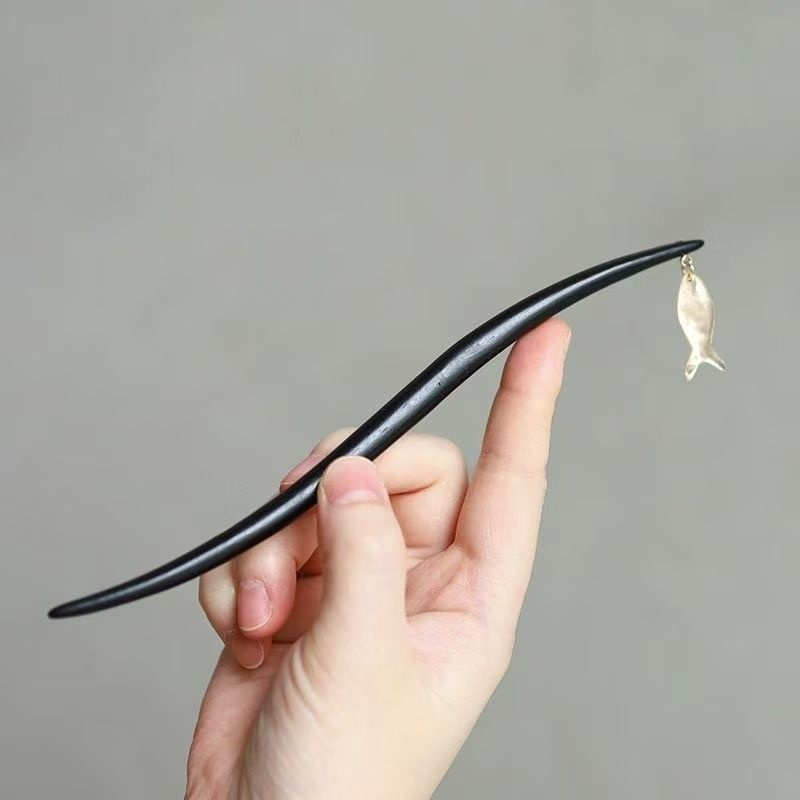 Black Ebony Hairpin Bagua Taoist Hair Styling