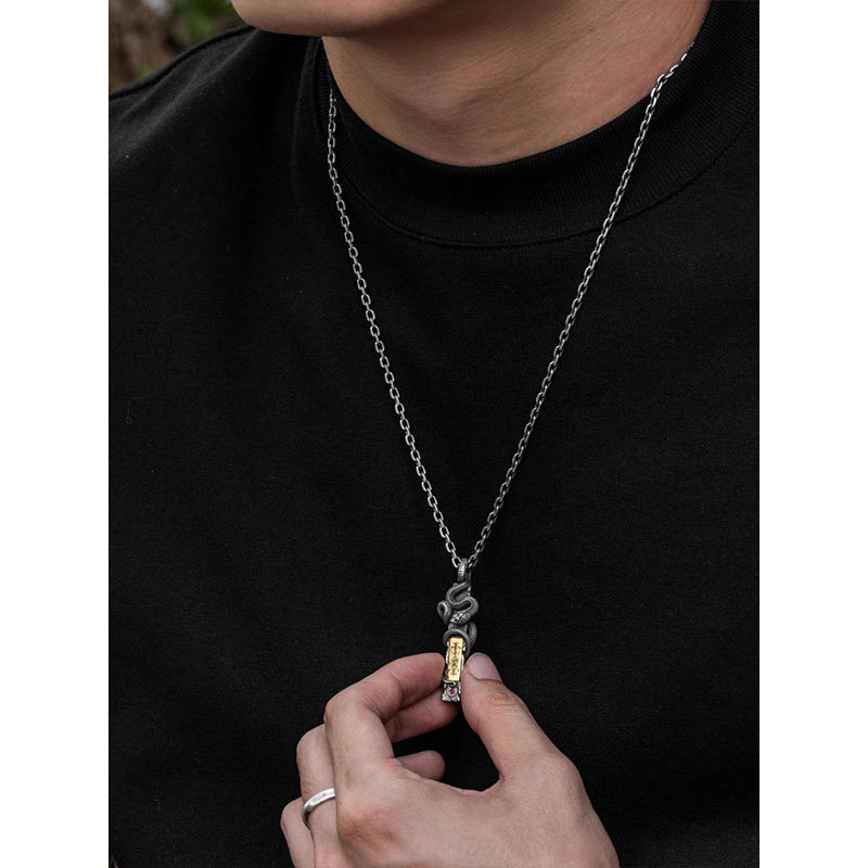 Spiritual Snake Protection Pendant Taoist Style Traditional Culture Golden Light Blessing Keychain Bag Pendant