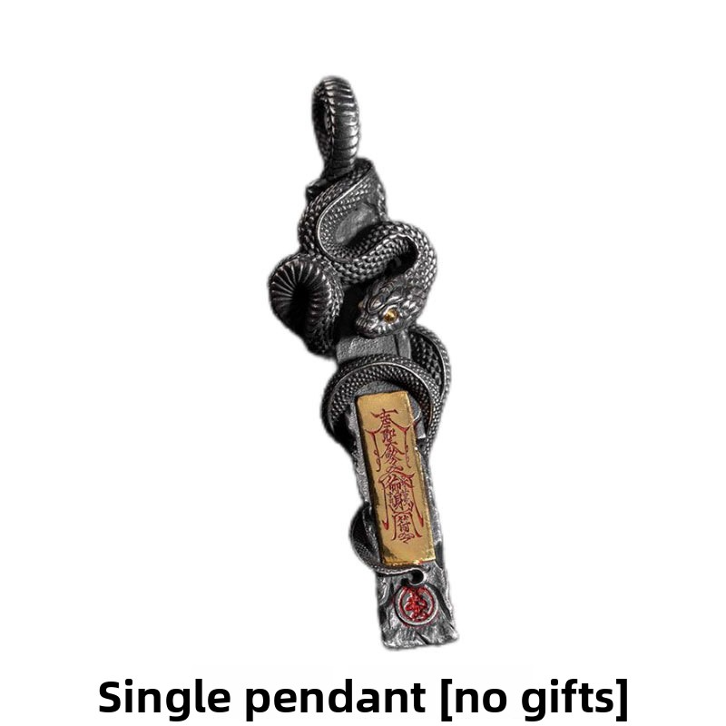 Spiritual Snake Protection Pendant Taoist Style Traditional Culture Golden Light Blessing Keychain Bag Pendant