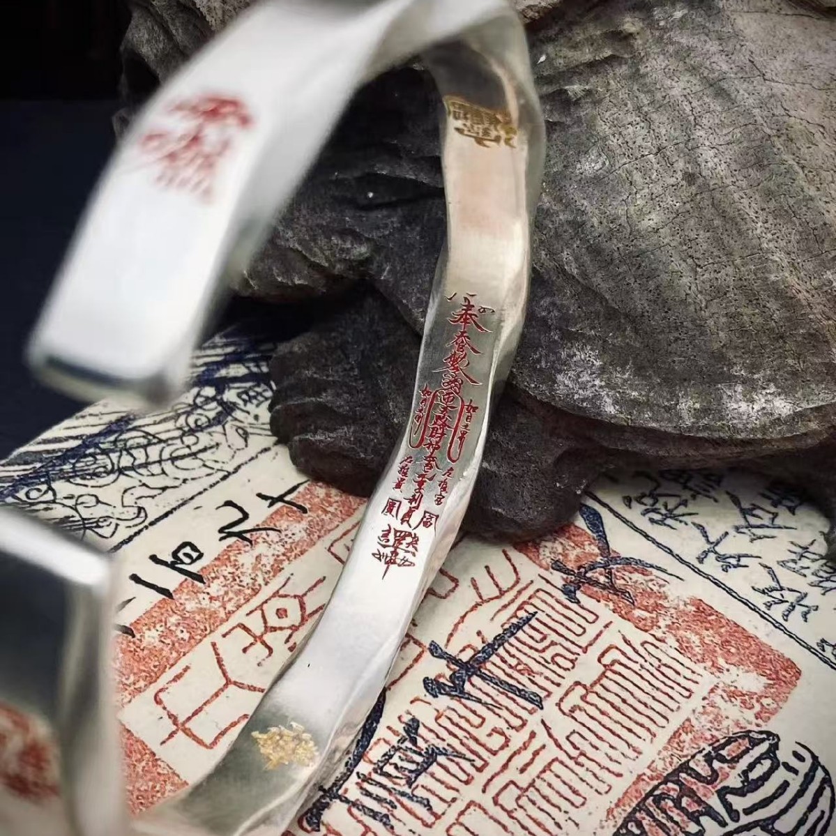 Dao Series Men's Meditation Mantra Five Directions Wealth God Bracelet Golden Light Seal New Chinese Retro National Style Bracelet