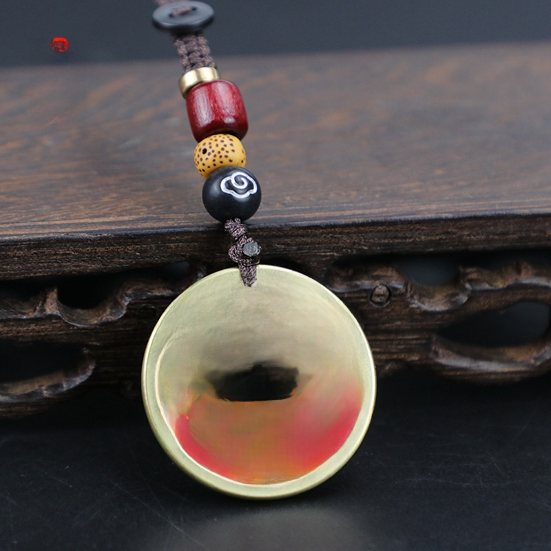 Shunxin Mountain Ghost Money Dragon Soaring Across the Four Seas Enamel Style Brass Cinnabar Copper Coin Antique Coin Pendant