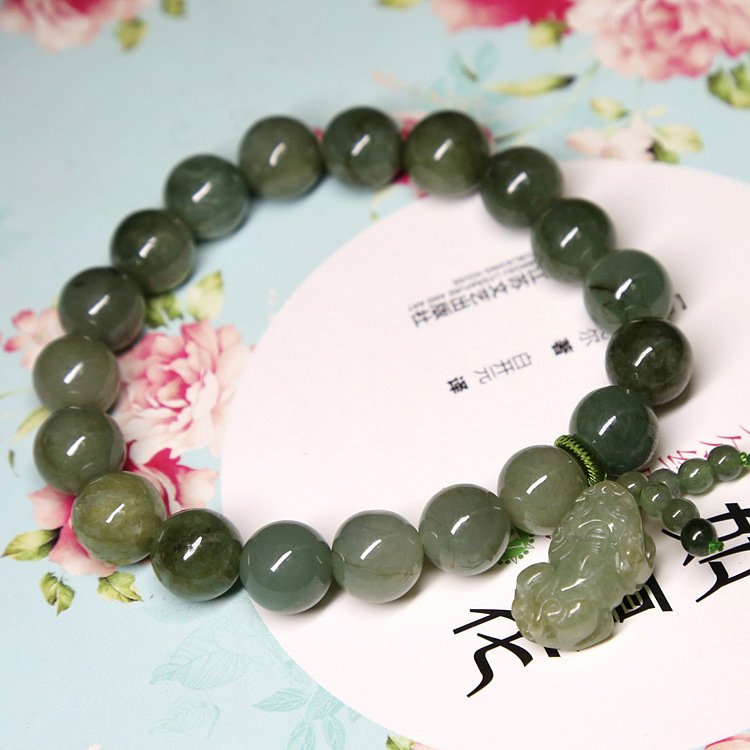 Natural jadeite bracelet jewelry - Oil-green Pixiu bracelet, jade accessories and pendants for both men and women